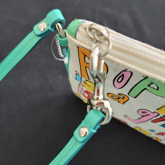 Coach Poppy Signature & Multi-Color Zippered Wristlet - Picture 7 of 14